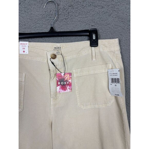 Roxy Women's Mid Rise Straight leg Corduroy Pants Size 33 Parchment (Cream) NWT' - Picture 5 of 8